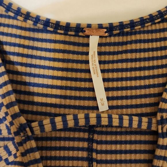 Free People Frenchie Striped Cutout Ribbed Shirt small - Picture 6 of 7